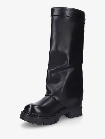 Bottes à revers et empiècement cadenas - Noir - 3