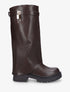 Bottes à revers et empiècement cadenas - Marron - 1