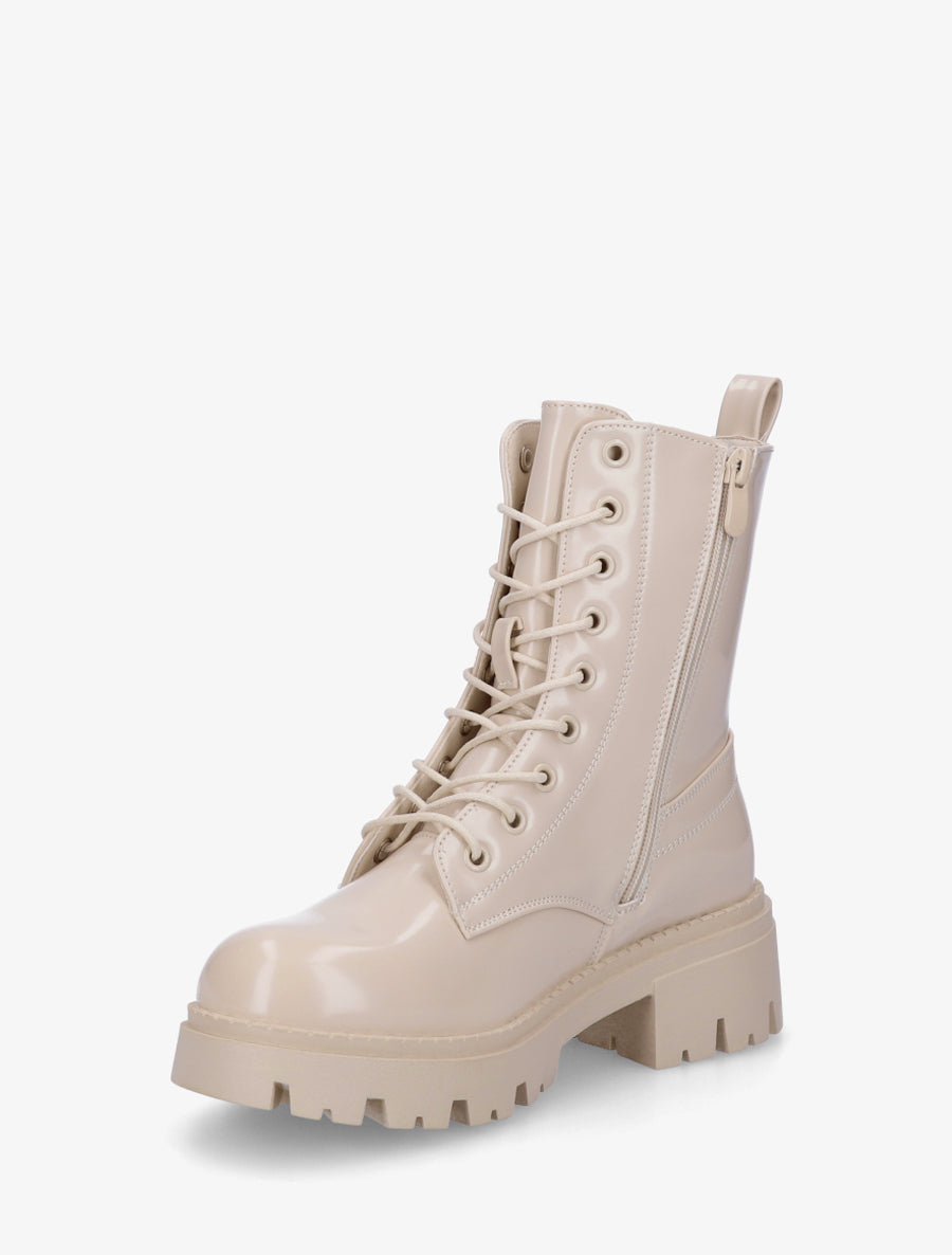 Bottines vernies à lacets - Beige - 3