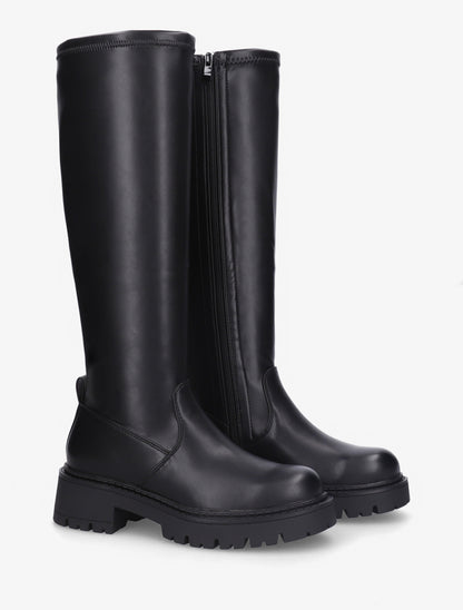 Bottes en simili à bout rond - Noir - 4