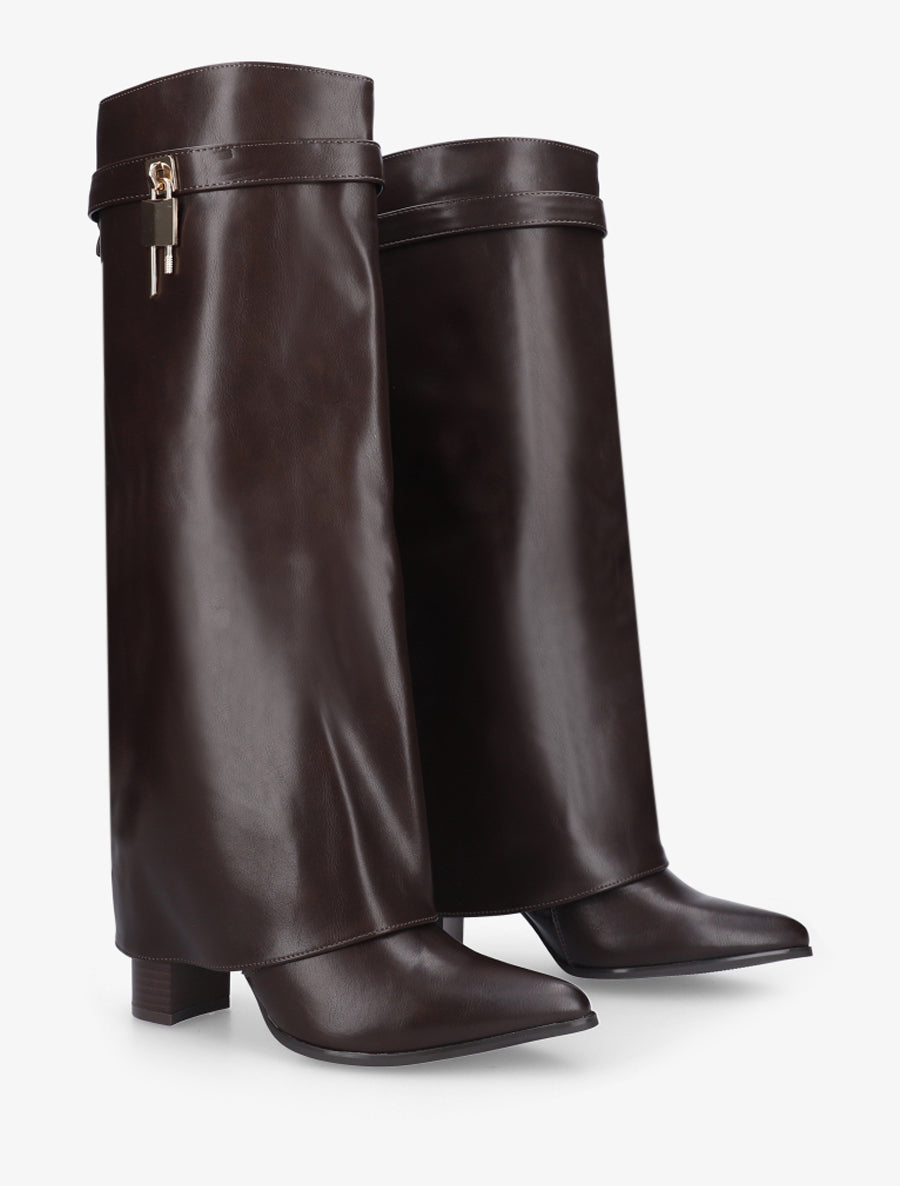 Bottes à revers et bout pointu - Marron - 4