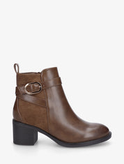 Bottines bimatière à talon - Marron - 1