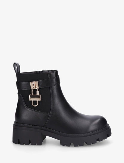 Bottines élastiquées à empiècement cadenas - Noir - 1