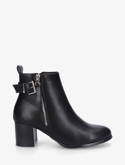 Bottines en simili à zip décoratif - Noir - 1