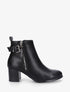 Bottines en simili à zip décoratif - Noir - 1