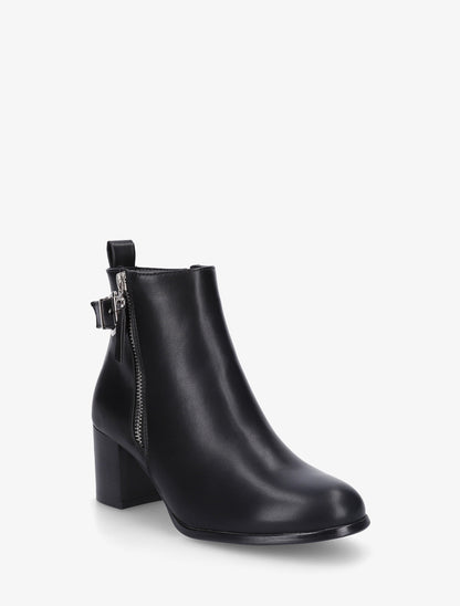 Bottines en simili à zip décoratif - Noir - 2