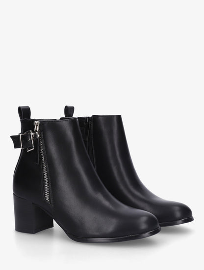 Bottines en simili à zip décoratif - Noir - 4