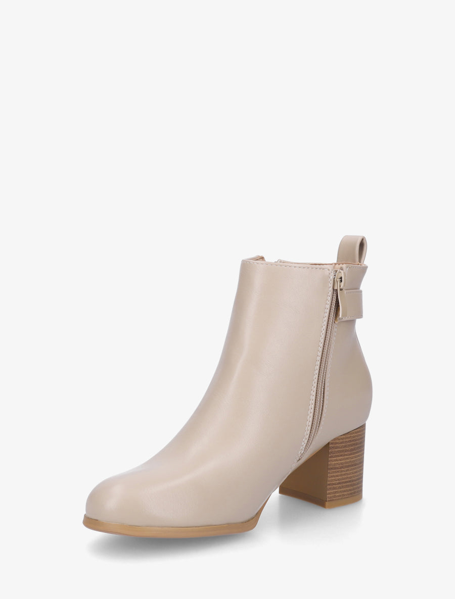 Bottines en simili à zip décoratif - Taupe - 3