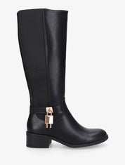 Bottes en simili à empiècement métallique - Noir - 1