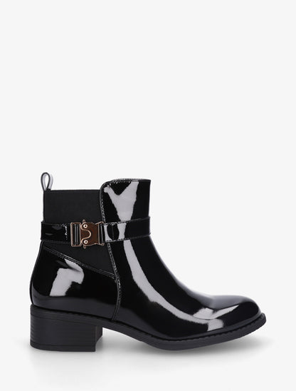 Bottines vernies à empiècement métal - Noir - 1