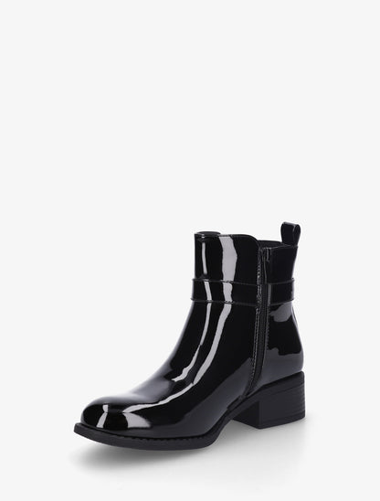Bottines vernies à empiècement métal - Noir - 3