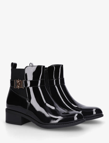 Bottines vernies à empiècement métal - Noir - 4