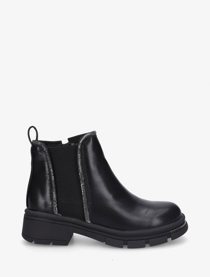 Bottines à cheville ornée de strass - Noir - 1