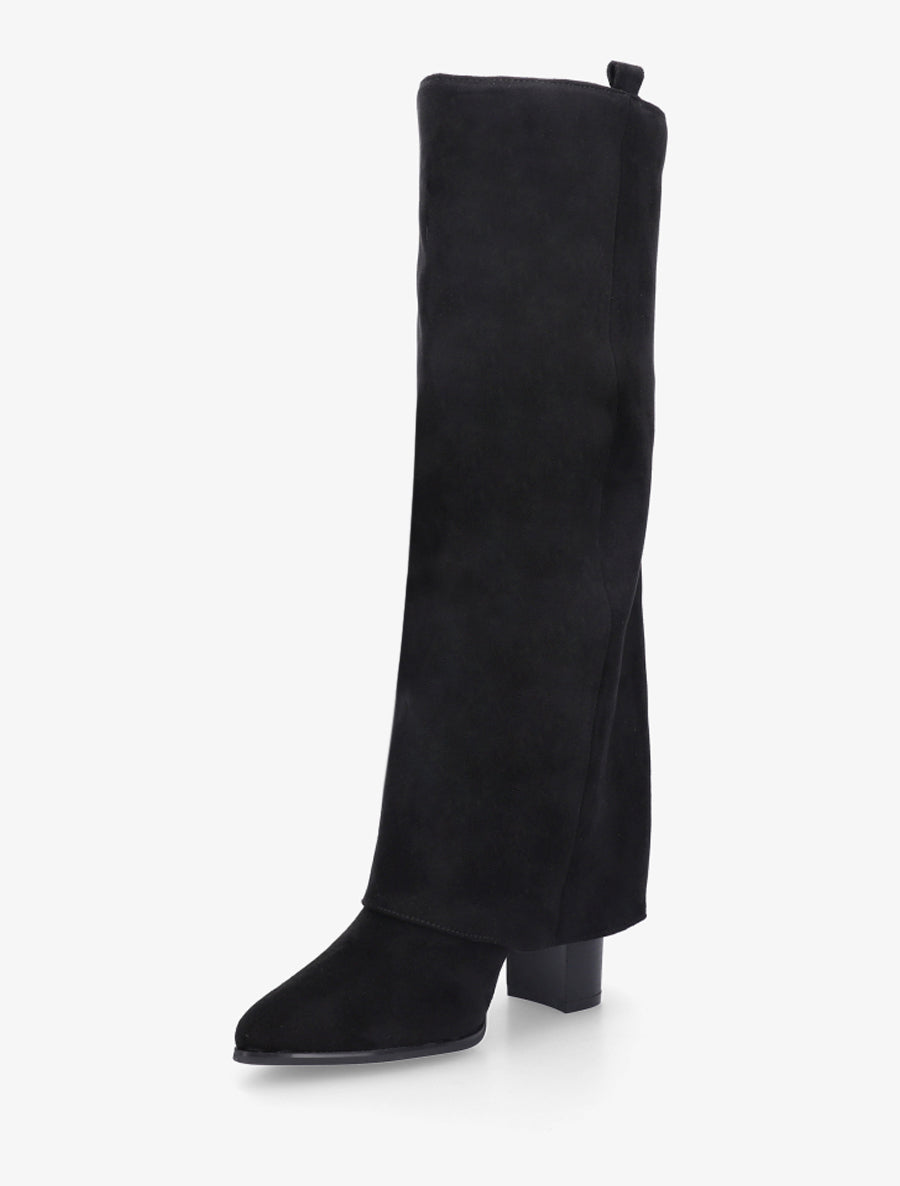 Bottes à revers en suédine - Noir - 3