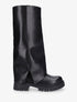 Bottes à revers et bout rond en simili - Noir - 1