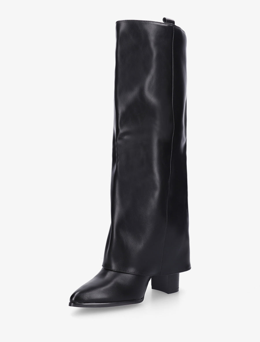 Bottes à revers à talon haut - Noir - 3