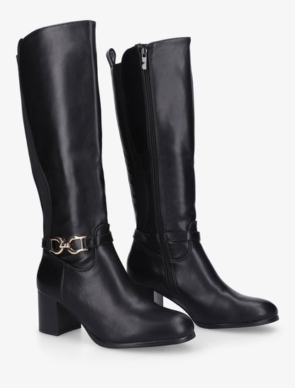 Bottes en simili à boucle décorative - Noir - 4
