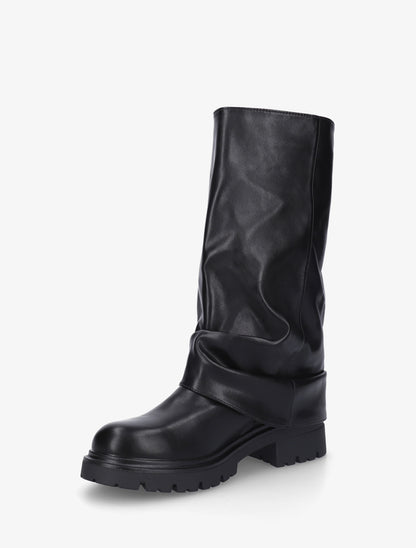 Bottines à revers et sanglées en simili - Noir - 3