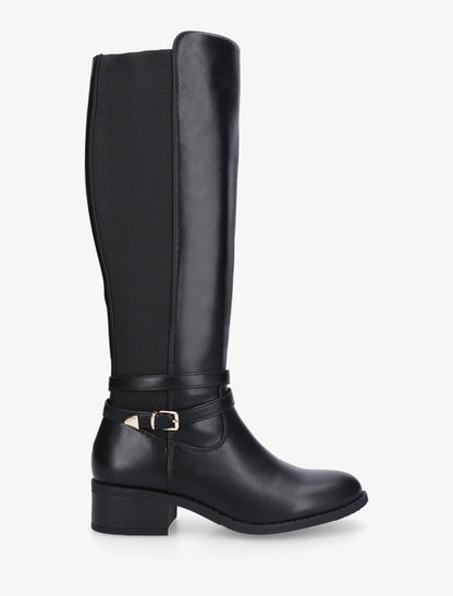 Bottes cavalière en simili à sangle - Noir - 1