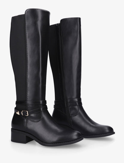 Bottes cavalière en simili à sangle - Noir - 4
