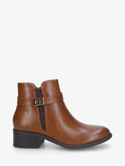 Bottines en simili à cheville élastiquée - Camel - 1
