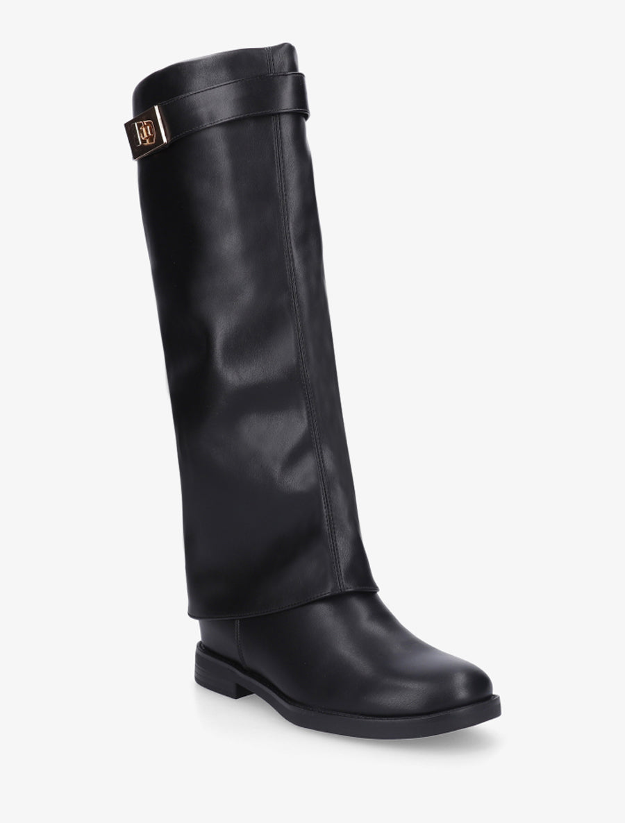 Bottes plates en simili - Noir - 2
