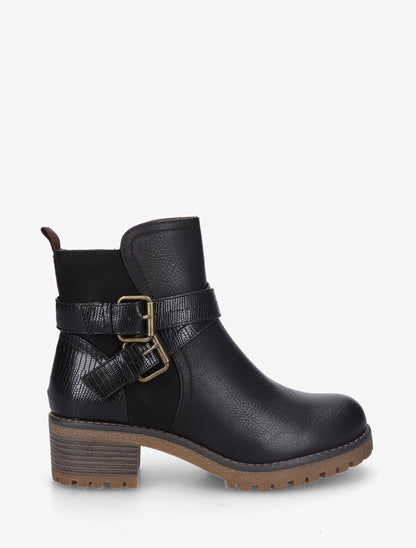 Bottines bi-matière à double sangles - Noir - 1
