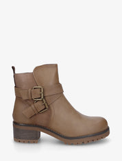 Bottines bi-matière à double sangles - Taupe - 1