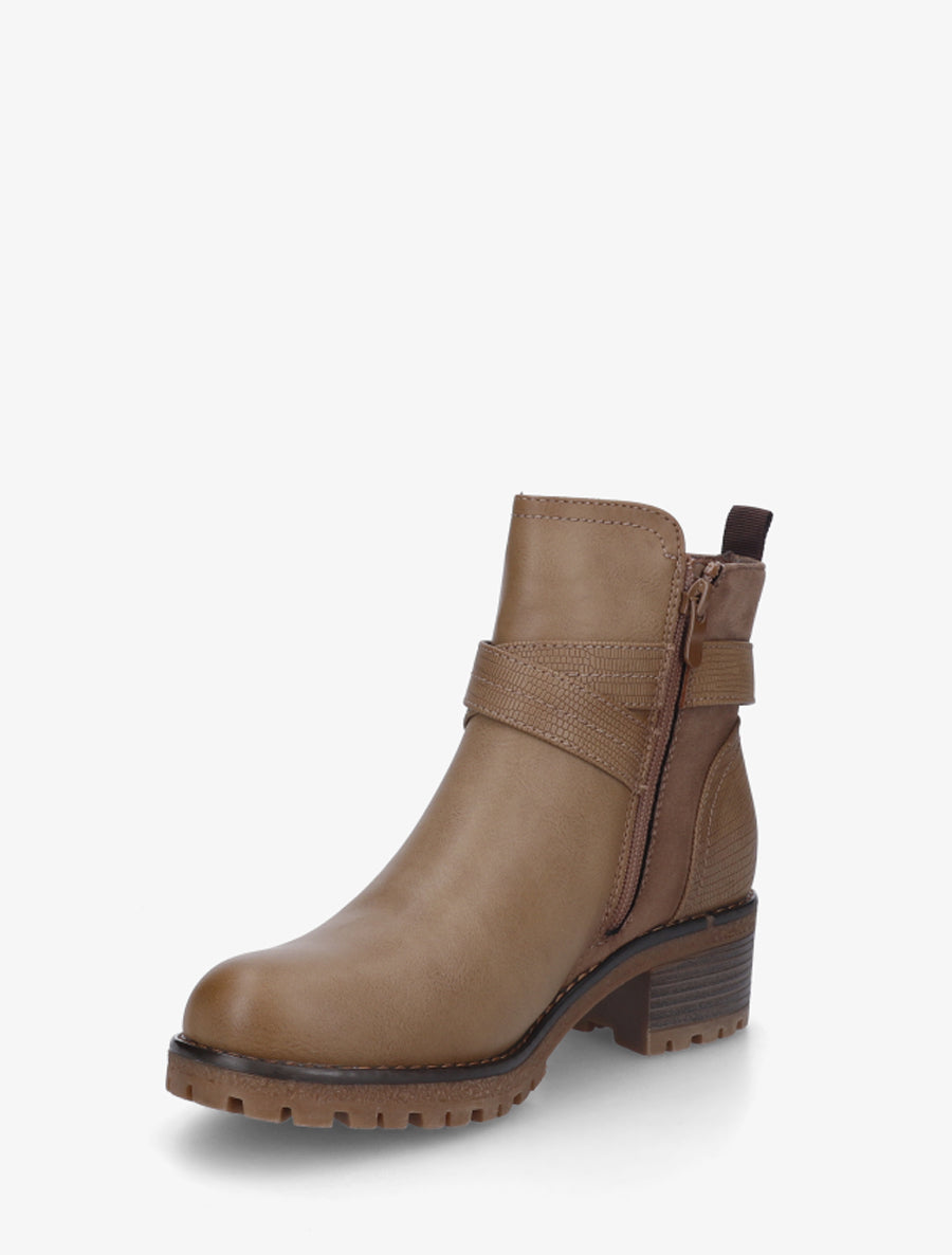 Bottines bi-matière à double sangles - Taupe - 3