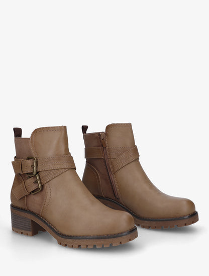 Bottines bi-matière à double sangles - Taupe - 4