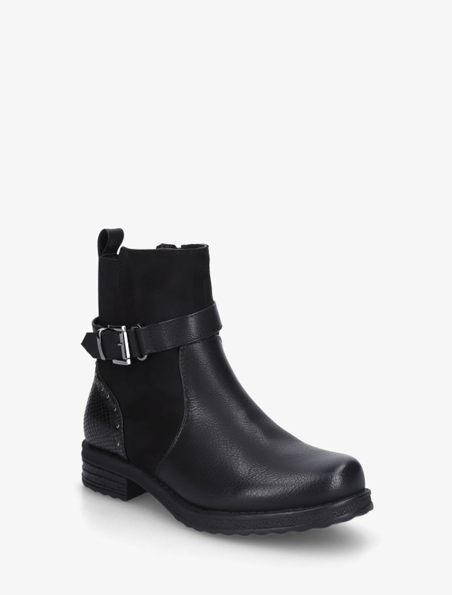 Bottines bi-matières à contrefort élastiqué - Noir - 2