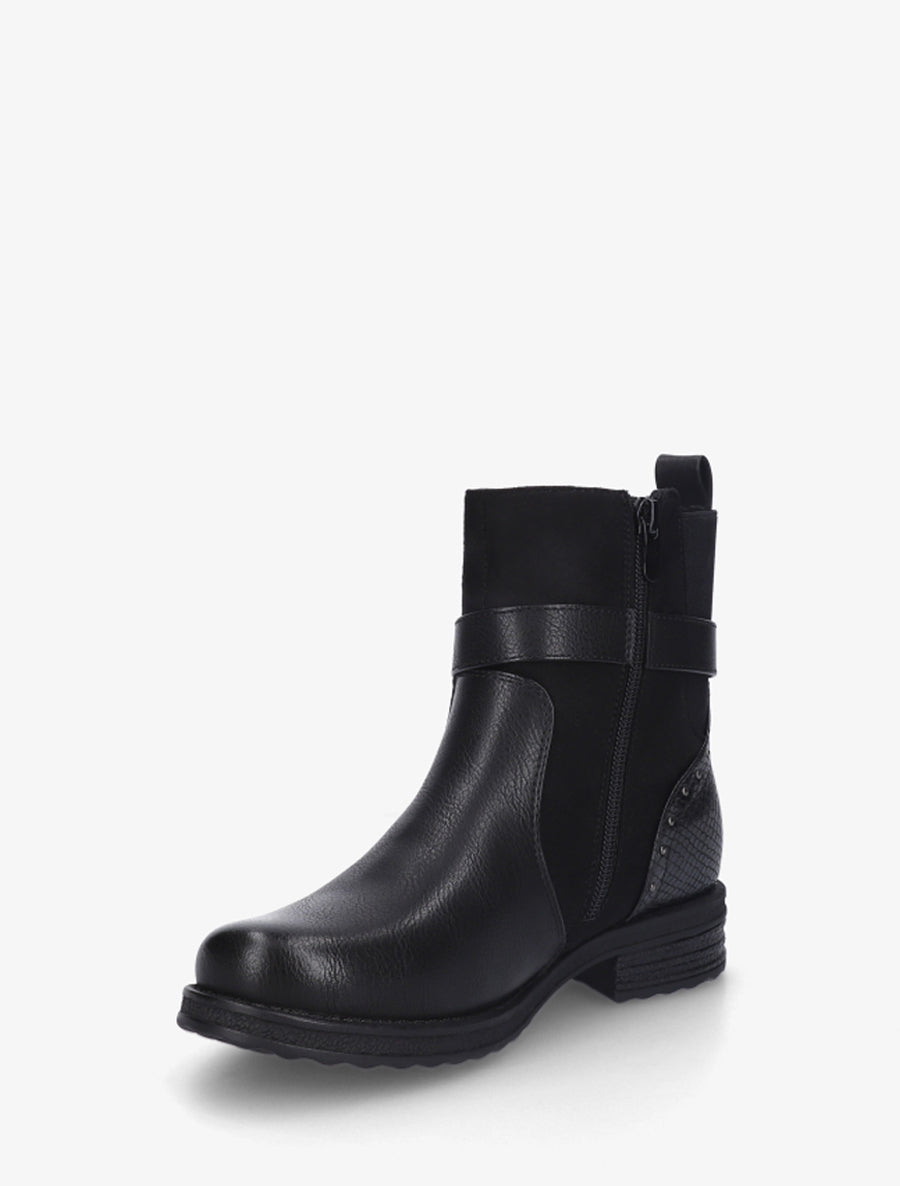 Bottines bi-matières à contrefort élastiqué - Noir - 3