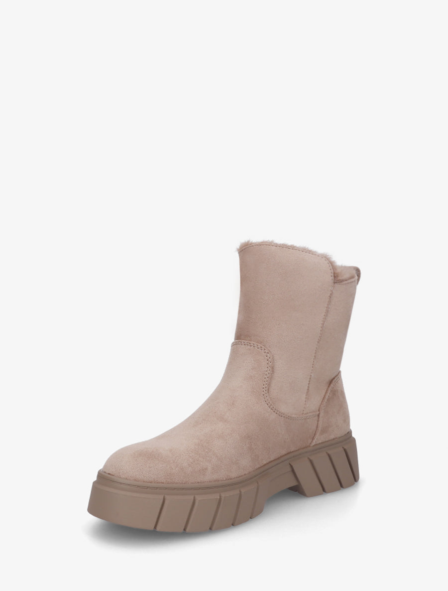 Bottines unies fourrées en suédine - Taupe - 3