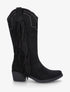 Bottines montantes cloutées et à franges - Noir - 1