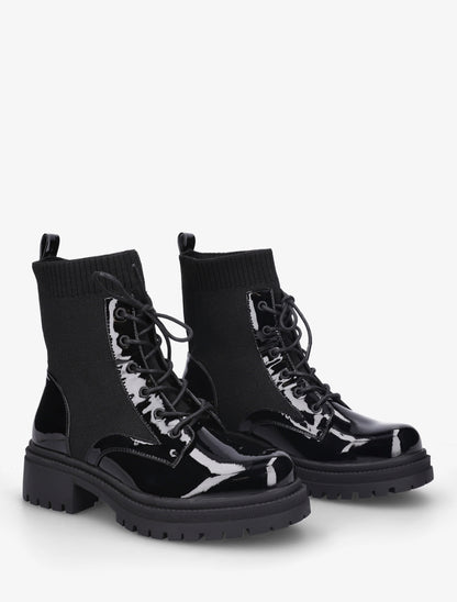 Bottines chaussettes et vernies - Noir - 4