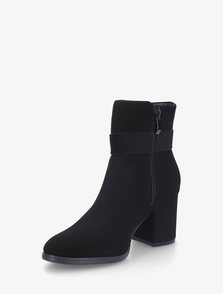 Bottines effet nubuck à empiècement bijou strassé - Noir - 3