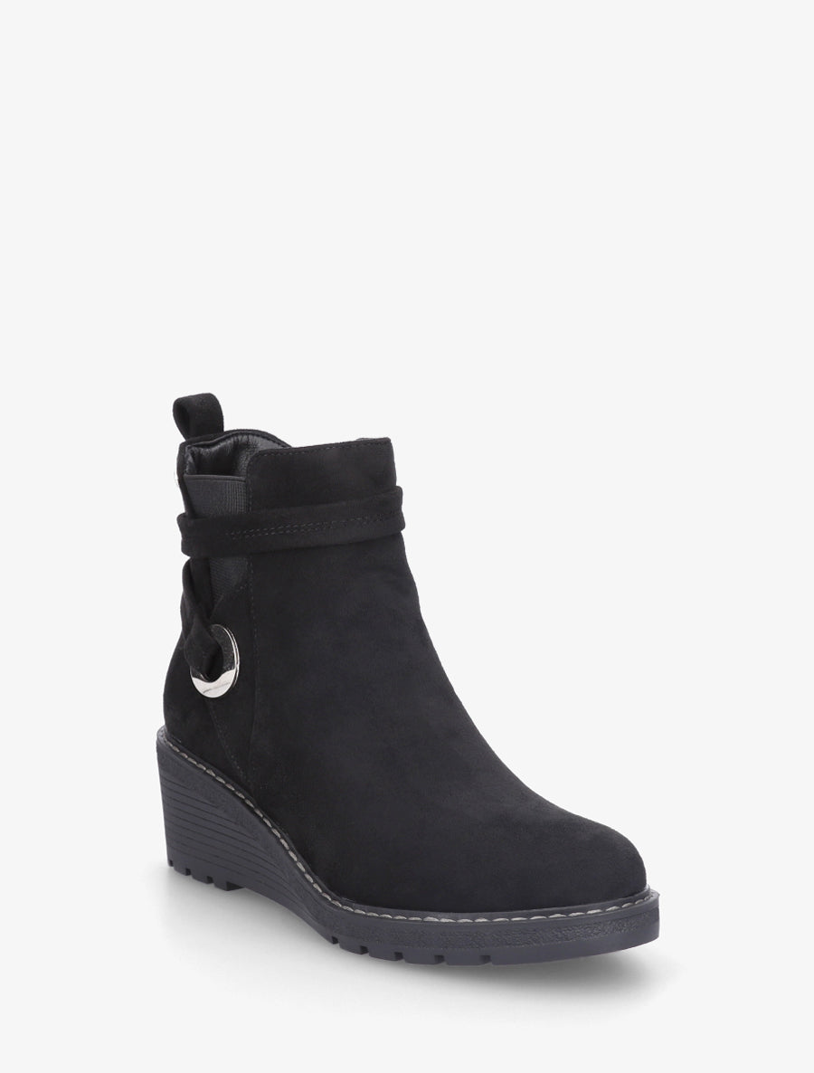 Bottines compensées en suédine - Noir - 2