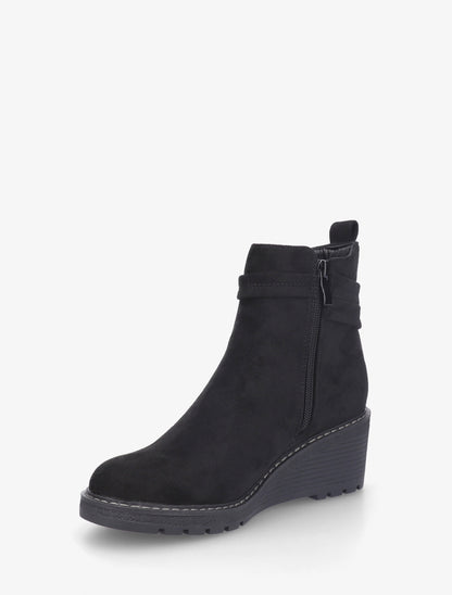 Bottines compensées en suédine - Noir - 3