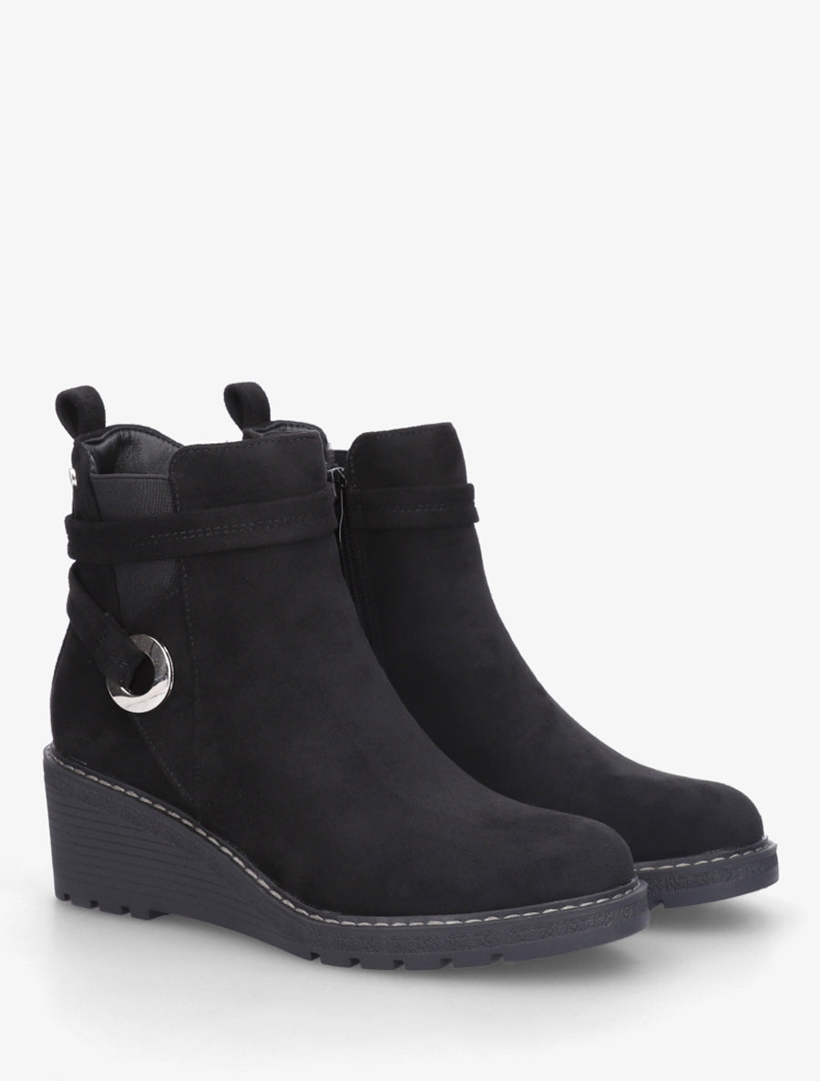 Bottines compensées en suédine - Noir - 4