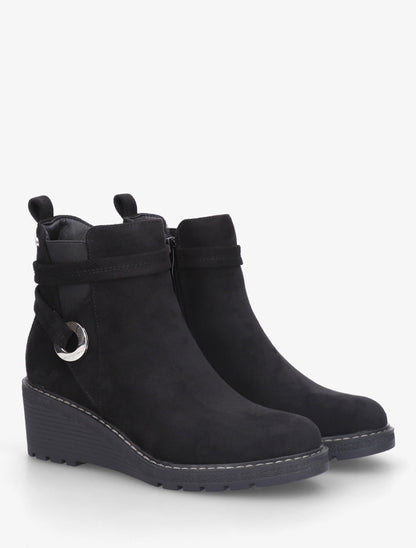Bottines compensées en suédine - Noir - 4