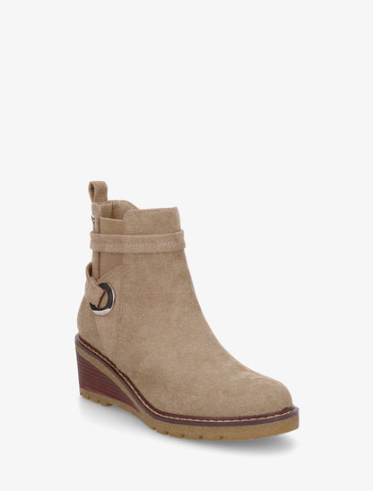 Bottines compensées en suédine - Taupe - 2