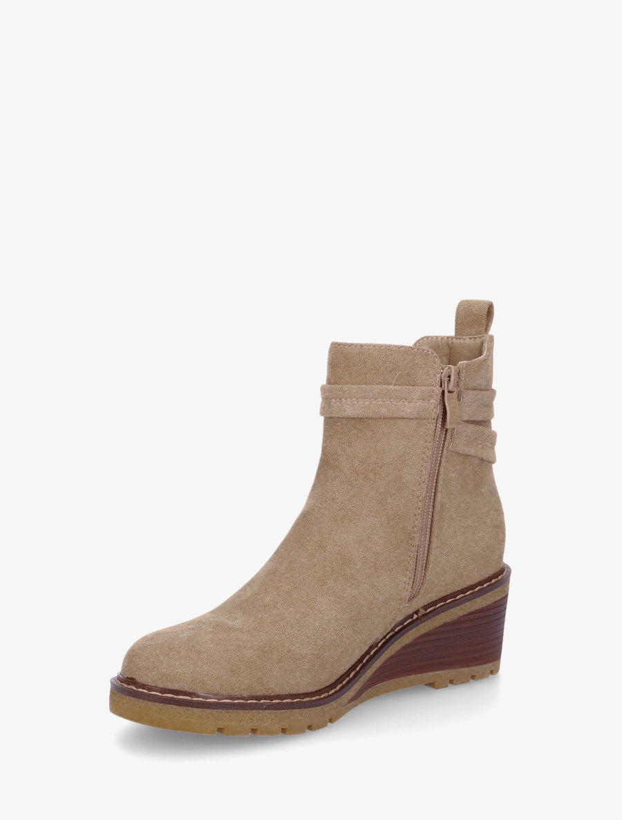 Bottines compensées en suédine - Taupe - 3