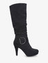Bottes unies effet nubuck à boucle strassée - Noir - 1