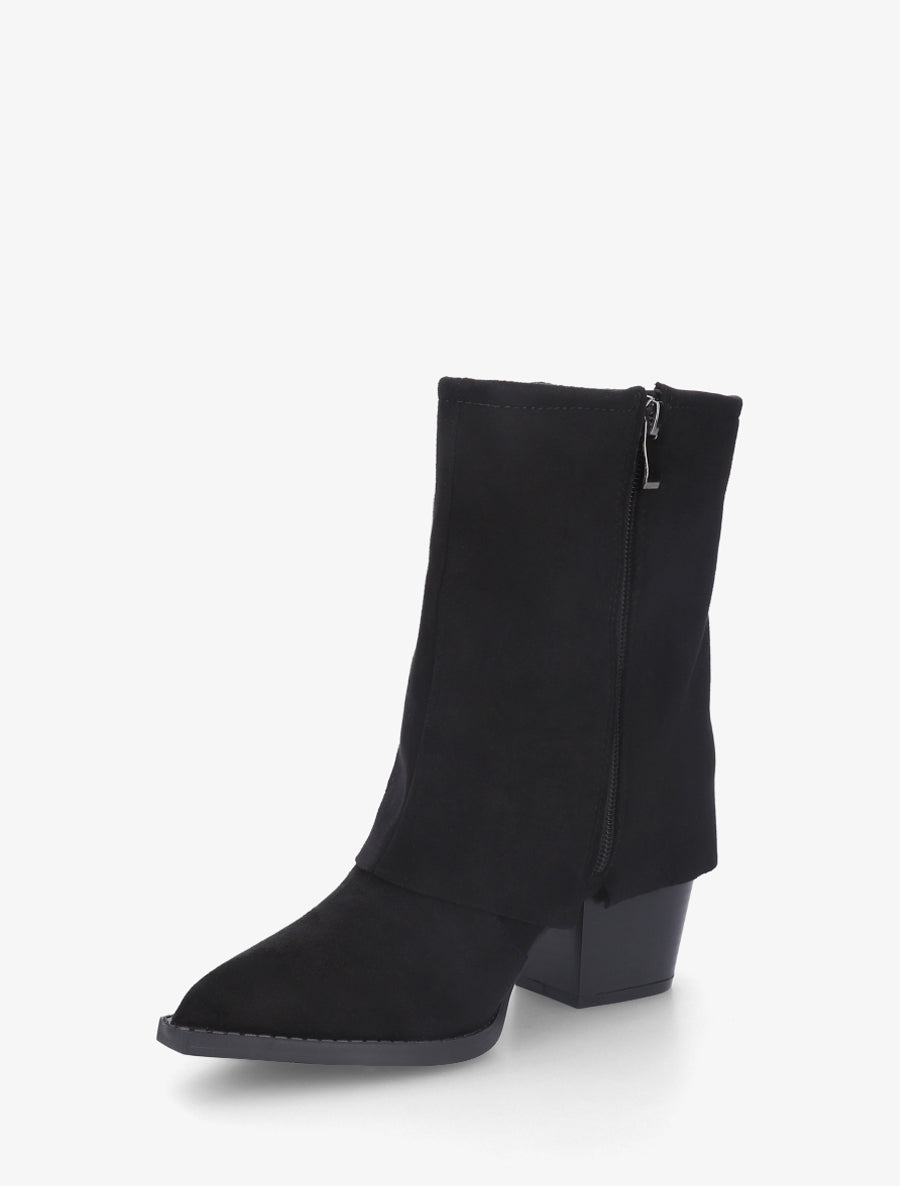 Bottines style santiags à broderies fantaisies - Noir - 3