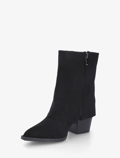 Bottines style santiags à broderies fantaisies - Noir - 3