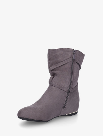 Bottines montantes en suédine à franges - Gris - 3