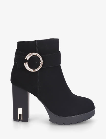 Bottines à empiècement bijou strassé - Noir - 1