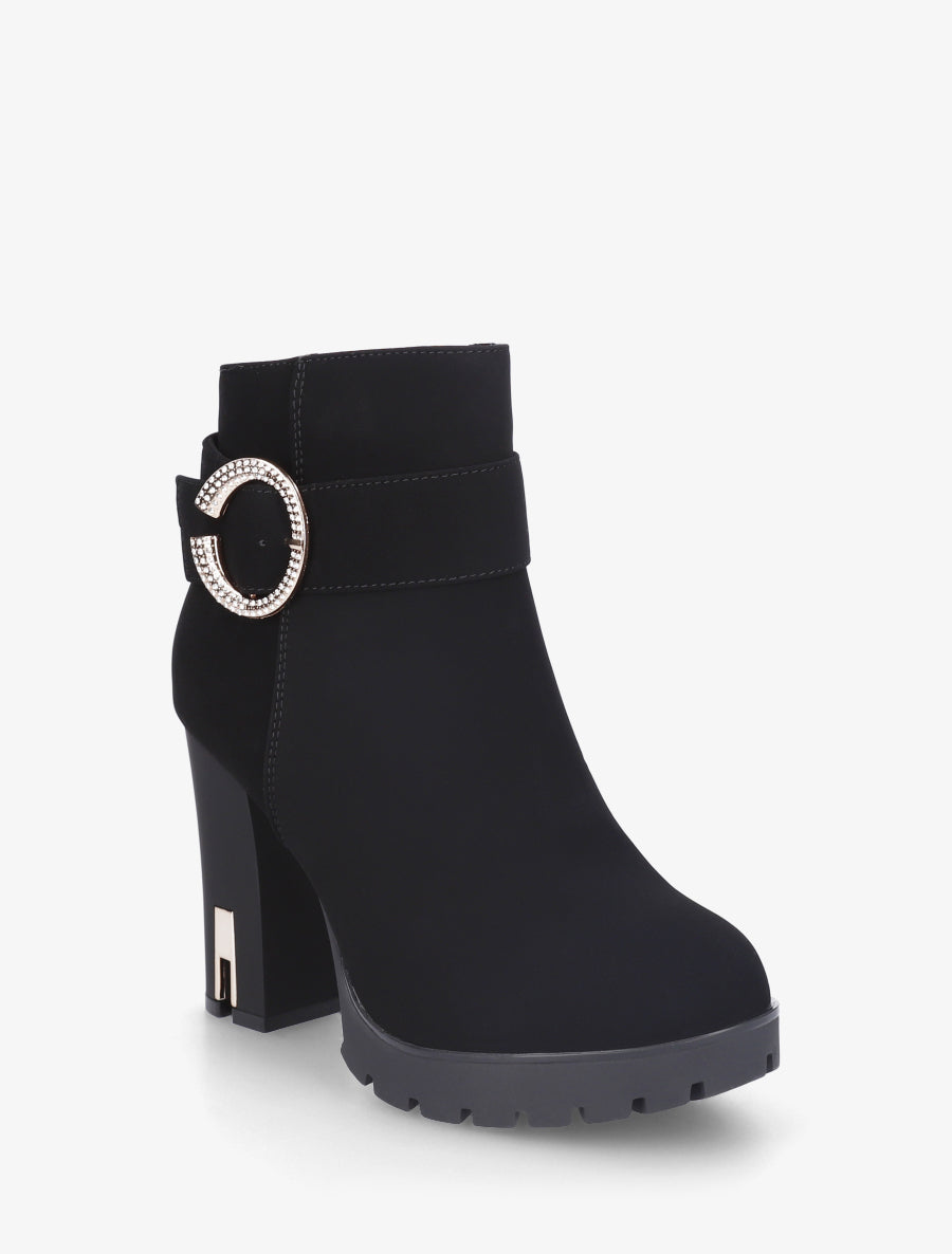 Bottines à empiècement bijou strassé - Noir - 2