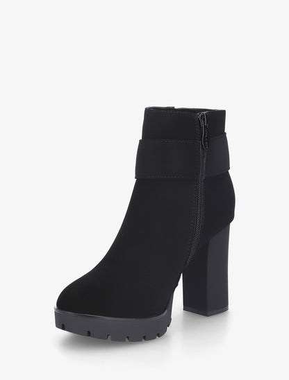 Bottines à talon et boucle à strass - Noir - 3