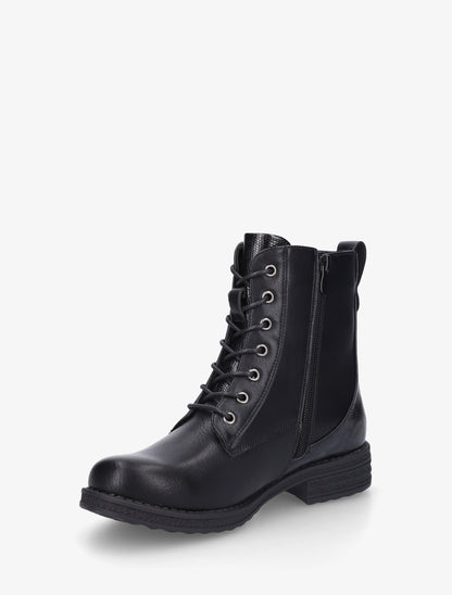 Bottines en simili à lacets et zip décoratif - Noir - 3